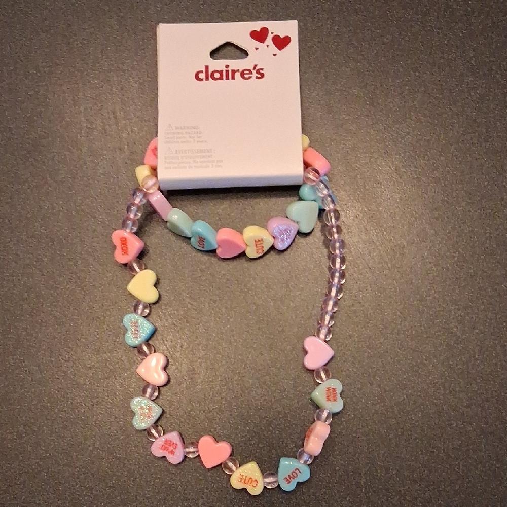 Claire's Pastel Heart Charm Necklace